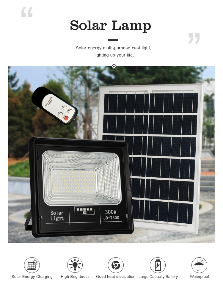 100w 6v IP65 polycrystalline Aluminum frame solar led flood light