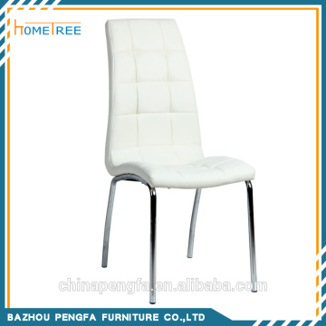 Simple design pu seat and back dining chair, white seat, metal dining chair