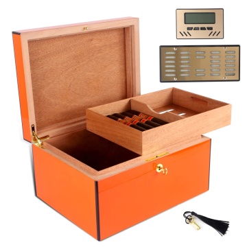 Custom Logo Hygrometer Inner Clamshell Cedar Wood Cigar Humidor Boxes