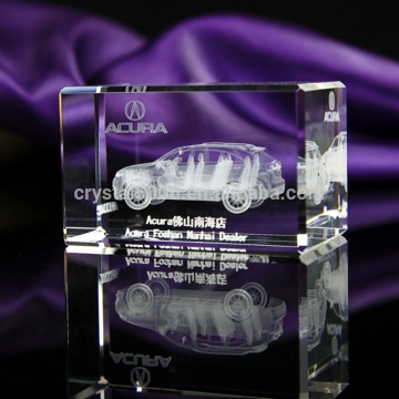 clear cheap samll 3d laser crystal cube car engraving gifts