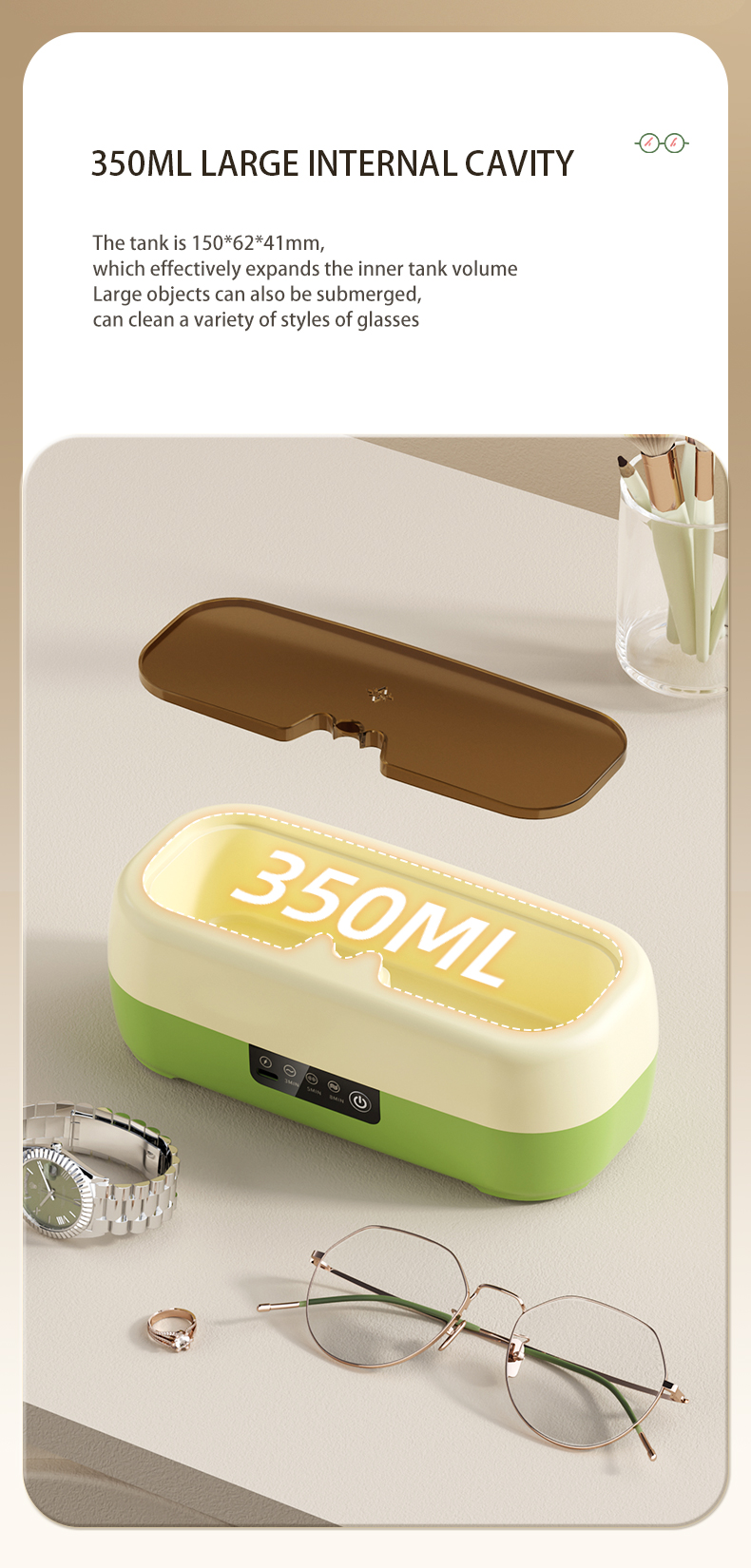 Multi-Function Makeup Tools Jewelry Cleaner Glasses Cleaning Box High Frequency Ultrasonic Cleaner