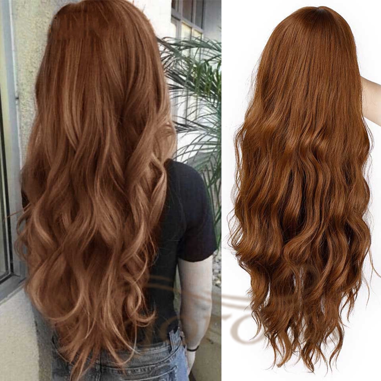 Vigorous Wholesale Price Long Body Wave With Bangs Yama Brown Cosplay 8 Colors In Stock For Black Women Synthetic Hair Wigs