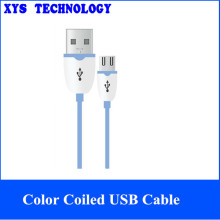 XYS Shenzhen Factory Sell High Quality Coiled USB Cables,Fahsion Spring Micro USB Cables/