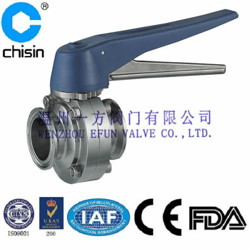 Stainless steel sanitary clamped butterfly valve AISI316L