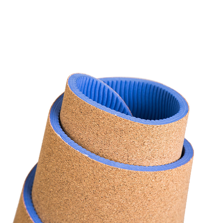 10 mm High elasticity durable easy to clean lightweight eco-friendly tpe cork yoga mat with double layer