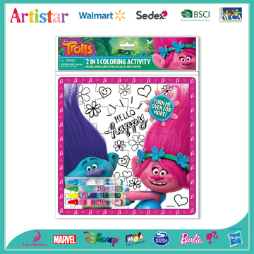 Trolls puzzle coloring set