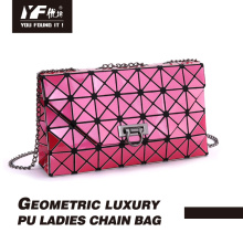 Luxury PU leather geometric ladies chain bag