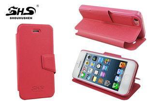 Pink Apple iphone Protective Cases Shockproof PU Leather Wa