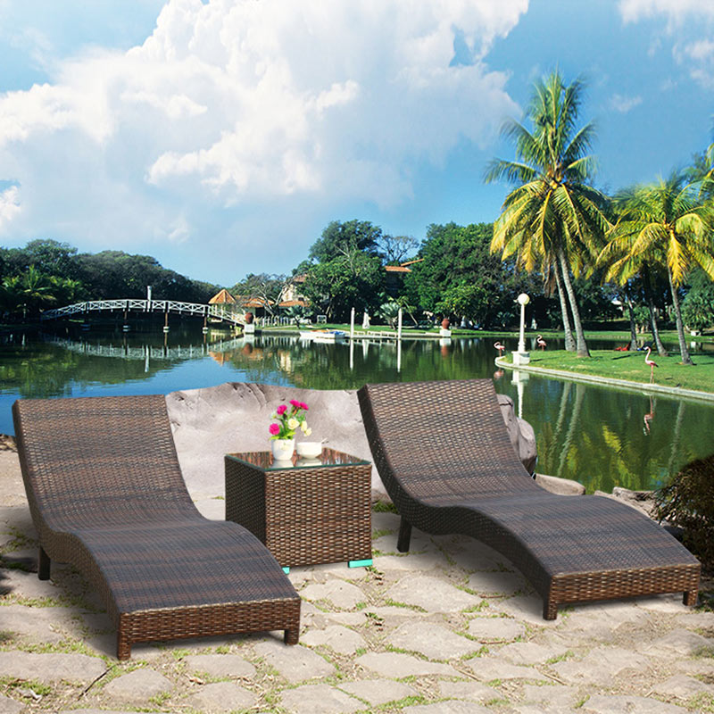 Rattan Furniture Outdoor Garden Aluminium Sun Lounger Pool