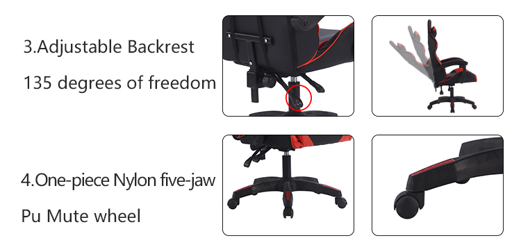 Free Sample Ruibao Ergonomic Recaro Leg Rest Quality Mesh Workstation Massage Racing Blue Computer Rocker Gaming Chair