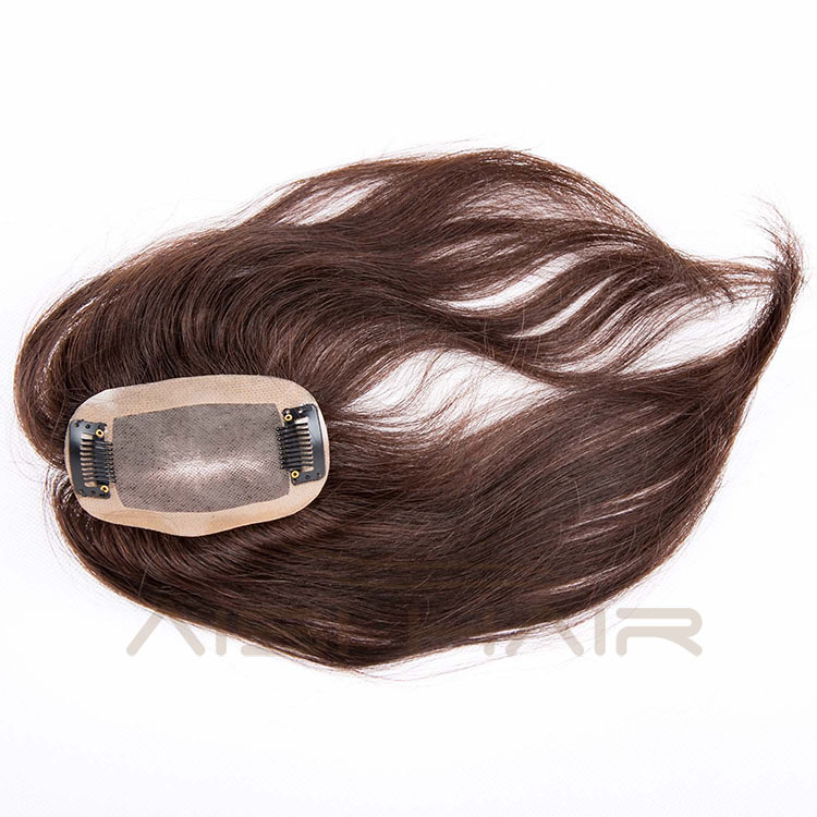 Aisi Hair Top Quality 100% Human Hair Toupee 7x10 cm Mono Lace PU Poly Around Indian Human Hair Toupee For Black Women