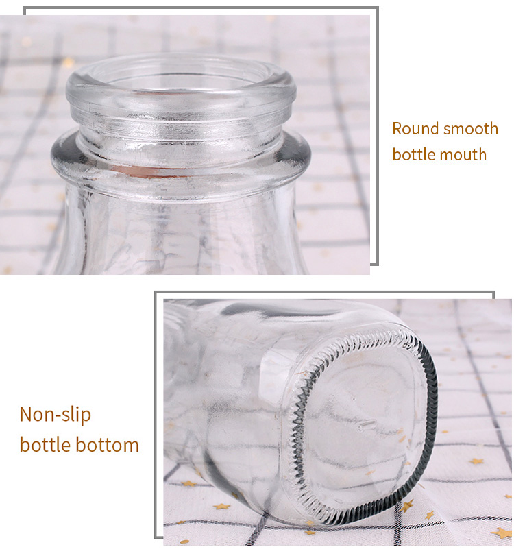 Unique 13oz square empty milk glass bottle with plastic lid