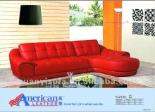 Contemporary red leather corner sofa for living room