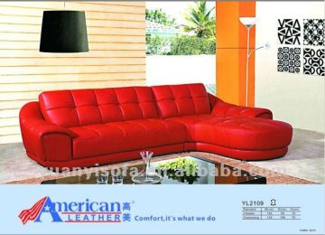 Contemporary red leather corner sofa for living room