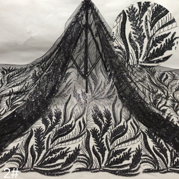 beaded stone lace embroidery fabrics bridal crystal sequins