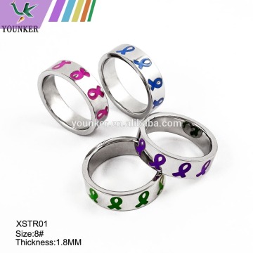 2016 New Design Enameled Ribbons 304 Stainless Steel Ring