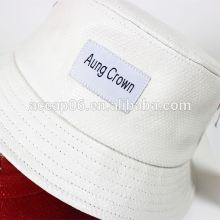 white custom bucket hat/leather flat bucket hat
