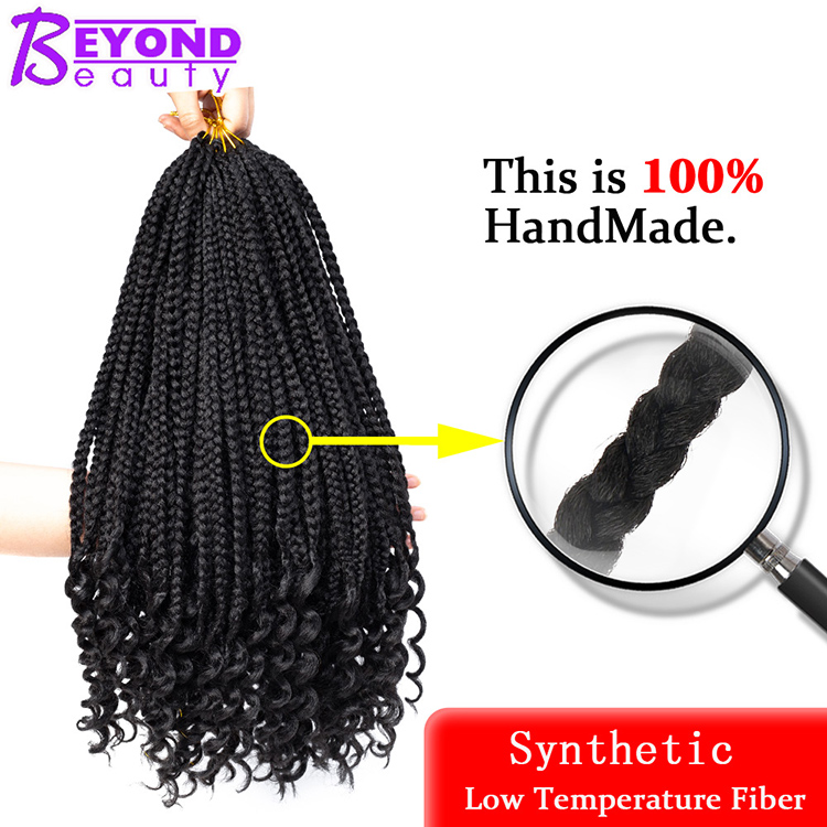 14 18 inch Box Braids Curly End Crochet Hair 22 Roots / Pack Bulk Small Jumbo Braids Curly End Synthetic Braiding Hair