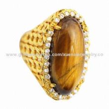 Gold plating tiger eyes fashion ring