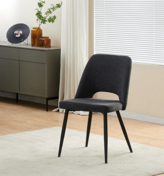 Black Fabric Chairs with Durable Black Steel Leg