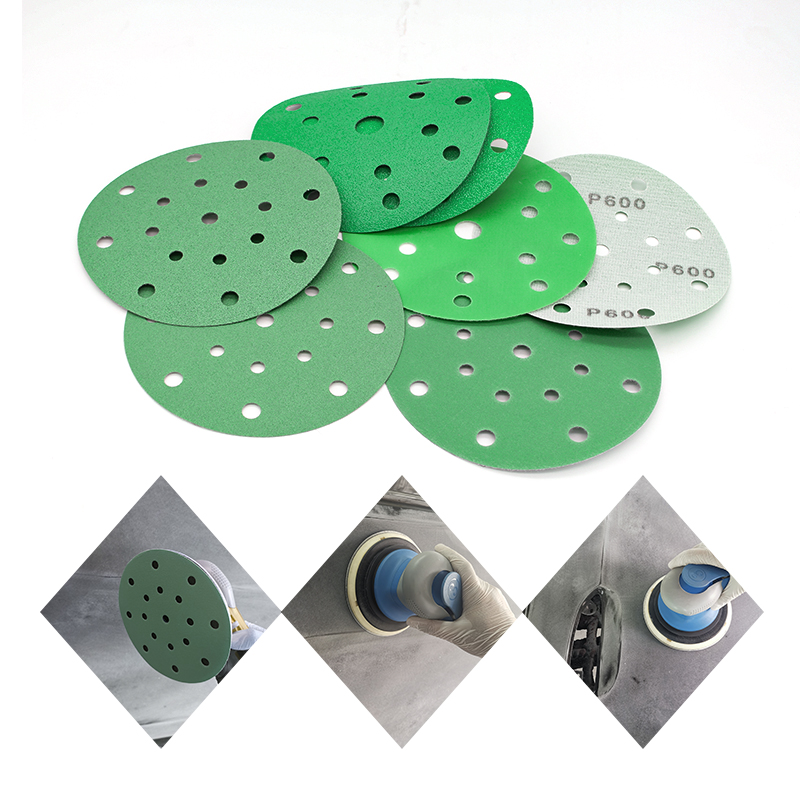 Discos de lixamento de filme verde 150 mm de orifício reto