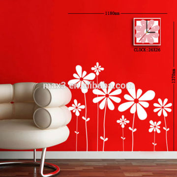 Wedding room wall sticker clock fashion flower diy wall clock