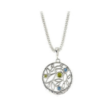 Women silver plated pendant necklace decorated with diamond