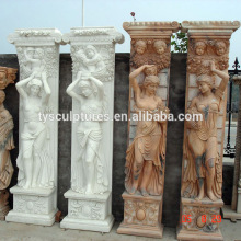 Decorative marble figure relief pillar stone column