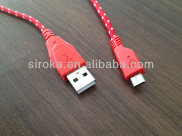 Hot selling Fabric braided Micro USB connect cable with micro USB charging cable for Android cellphones