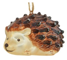 mini hedgehog gold and brown glass ornament