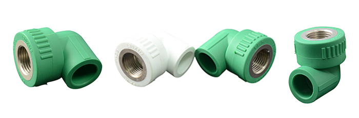 Plastic plumbing materials green ppr pipe 90-degree female elbow(Copper Thread)