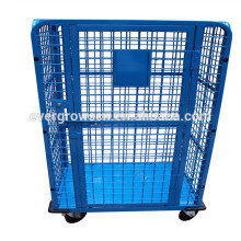 Industrial steel foldable and stackable roll containers trolley