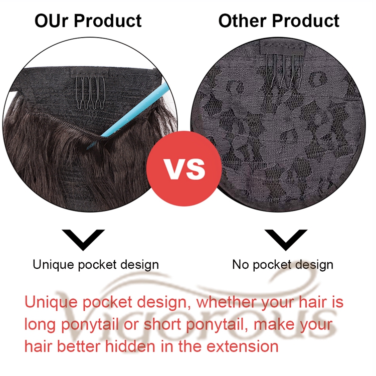 Vigorous Wholesale Price Long Wavy Brown Pony Tail Hairpieces Curly Magic Paste Drawstring Synthetic Ponytail Hair Extension