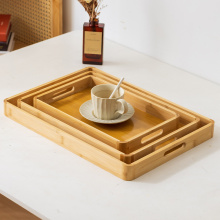 Bamboo Serving Tray with Handle for Home Kitchen