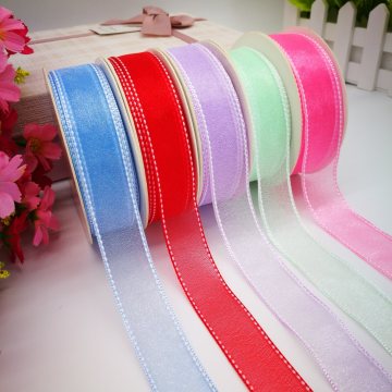 Stitched Sparkle Organza Ribbon for Wedding/Wrapping/Chrismtas/Decoration