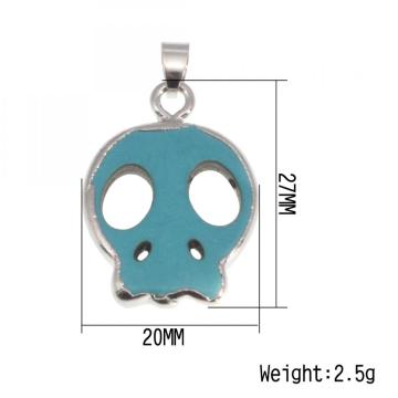 Silver Turquoise Skull Head Pendant