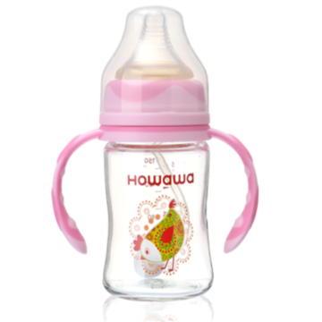 Baby-matande glasflaska med handtag 240 ml