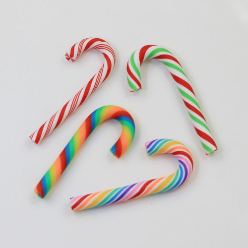 Kleurrijke Gestreepte Candy Cane Vormige Hars Cabochon DIY Spacer Voor Kinderen Kerstvakantie Decor Charms Sieraden Maken Winkel