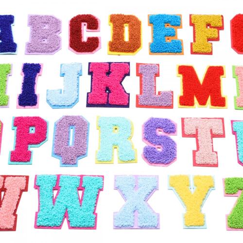 Colorful Letters Patches Towel Chenille Embroidery