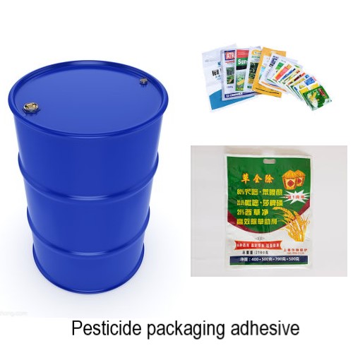Pesticide package solvent flexible packaging adhesive