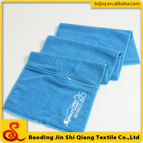 Wholesale Custom Embroidery Logo Microfiber Sports Towel With Zipper,Zipper Towel