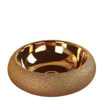 Модная керамическая раковина для умывальника, круглая золотая арт-раковина