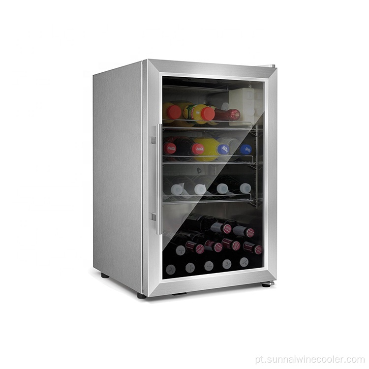 66L de aço inoxidável Porta de vidro mini bebida refrigeradora