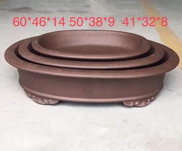 Homemade Unglazed Oval Clay Bonsai Pots For Succulents
