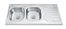 Stainless steel sink with two sinks