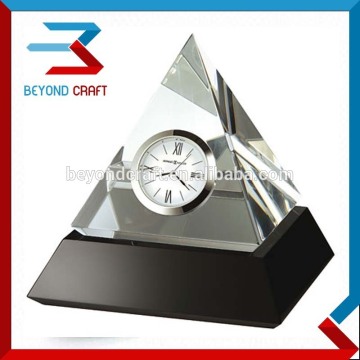 Crystal glass pyramid clock for decoration