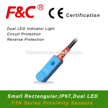 8*8mm Sensing Field, 2mm Sensing Range, IP67, Dual LED, F3N-08DN02 Series Inductive Proximity Sensor.