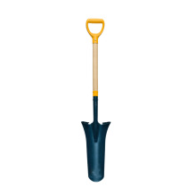 High-Quality Carbon Steel Drain Spades Gardening Shovels with Plastic D-Grip Wooden Handle