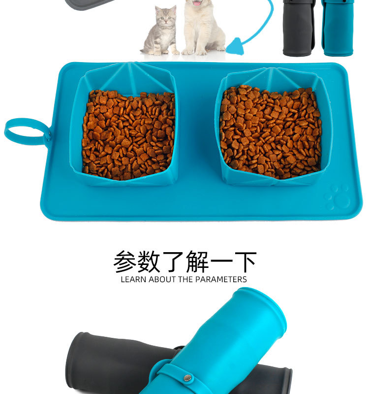 Collapsible Portable Outdoor Pet Dog Travel Bowl with Silicone Mat