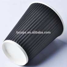 8oz black corrugated coffee paper cup
